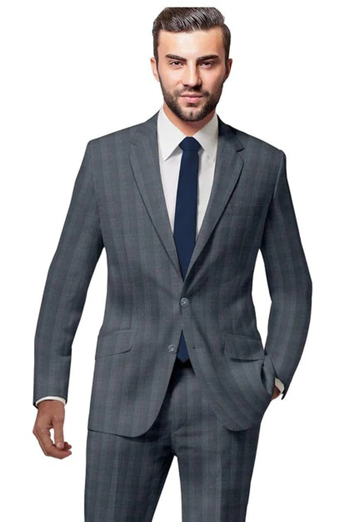 Medium Grey Plaid Suit Add Additional Item