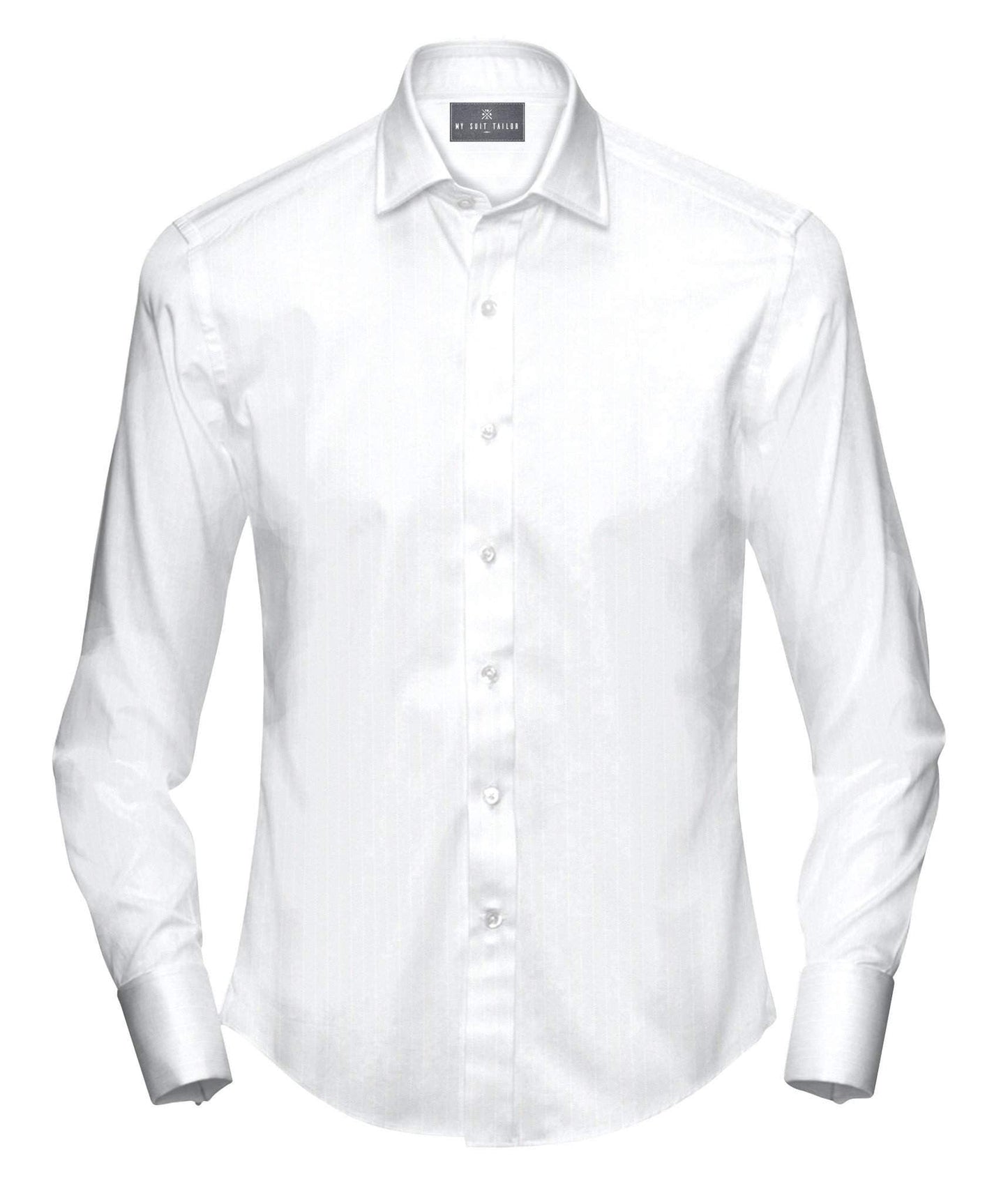 Buy Tailored Shirt for men: White Herringbone Dress Shirt | My Suit Tailor