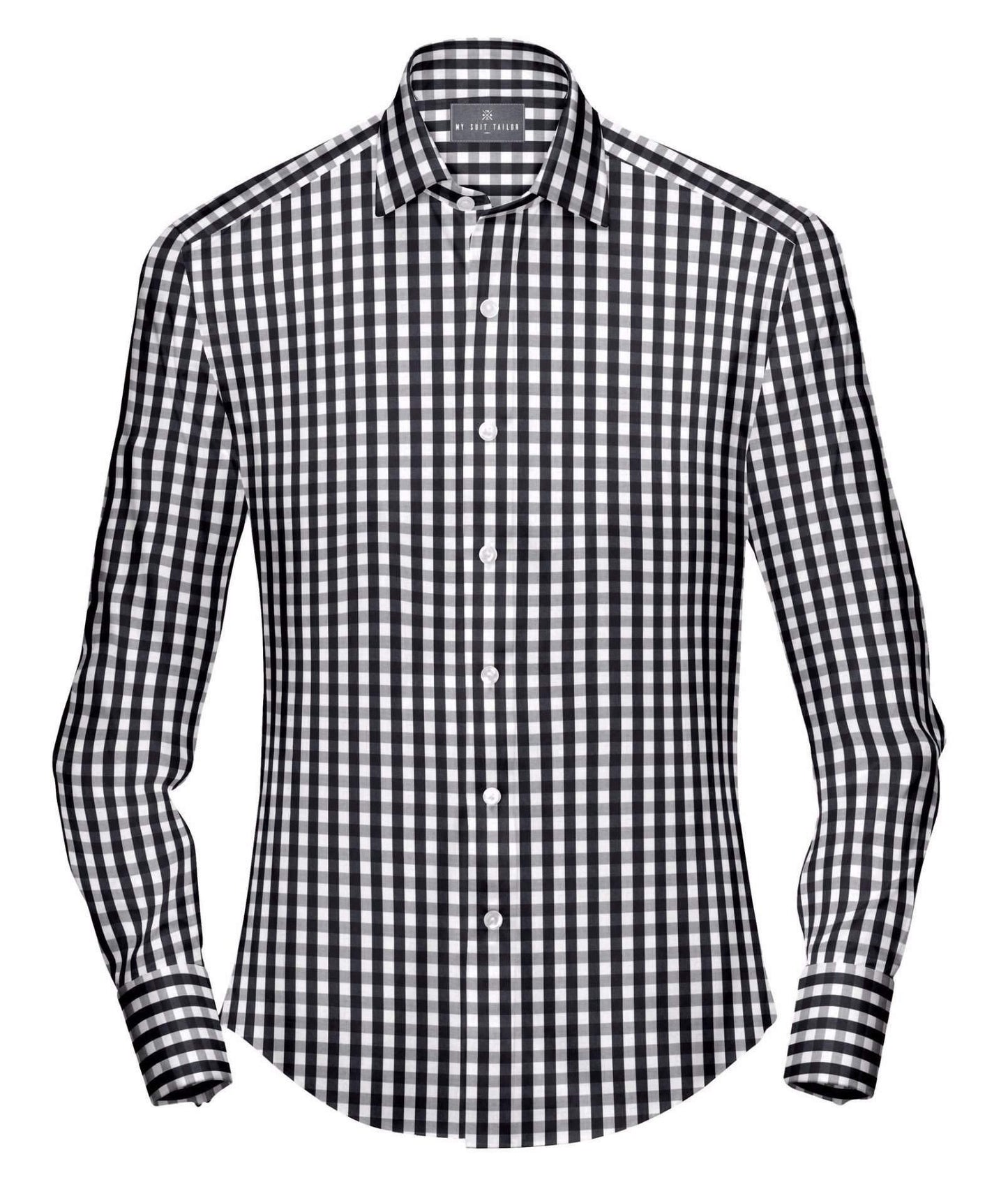 Buy Tailored Shirt for men: Black gingham dress shirt| My Suit Tailor