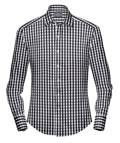 Buy Tailored Shirt for men: Black gingham dress shirt| My Suit Tailor