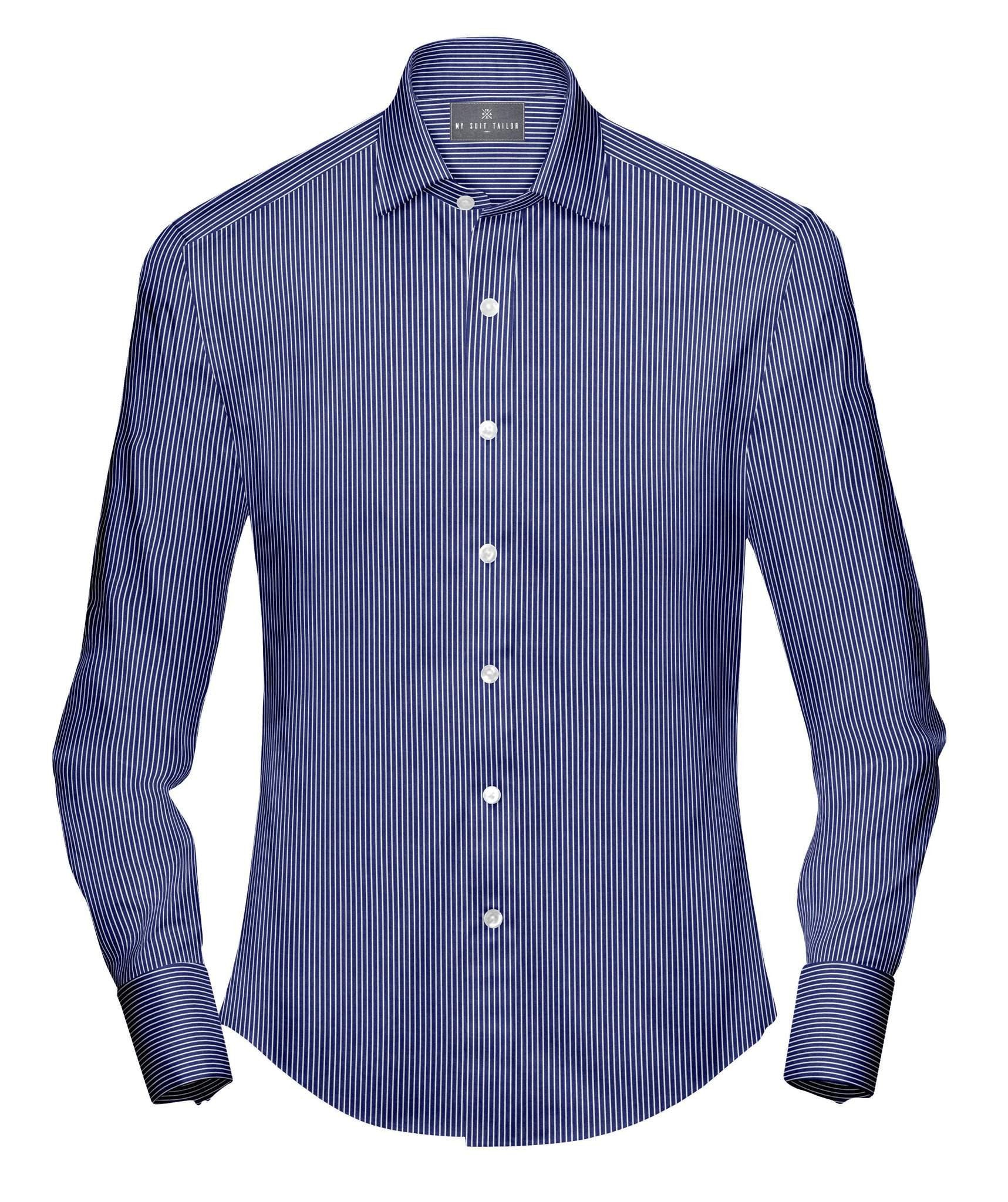 Tailored Shirts for Men: Buy Royal Blue Stripe Shirt Online | My Suit Tailor