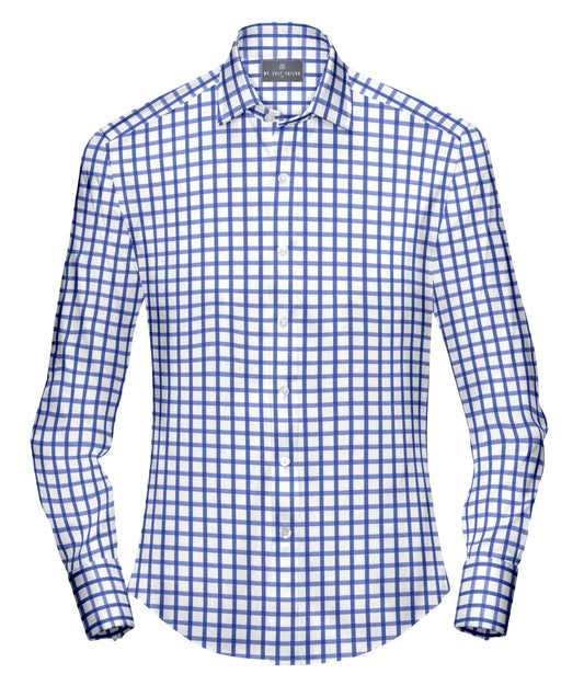 Shirts for men: Buy Blue Check Dress Shirt Online- My Suit Tailor