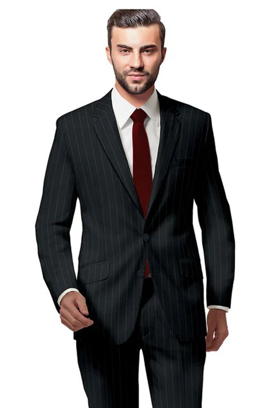 Suits for Men: Buy Milano Black Broad Stripe Suit Online - My Suit Tailor