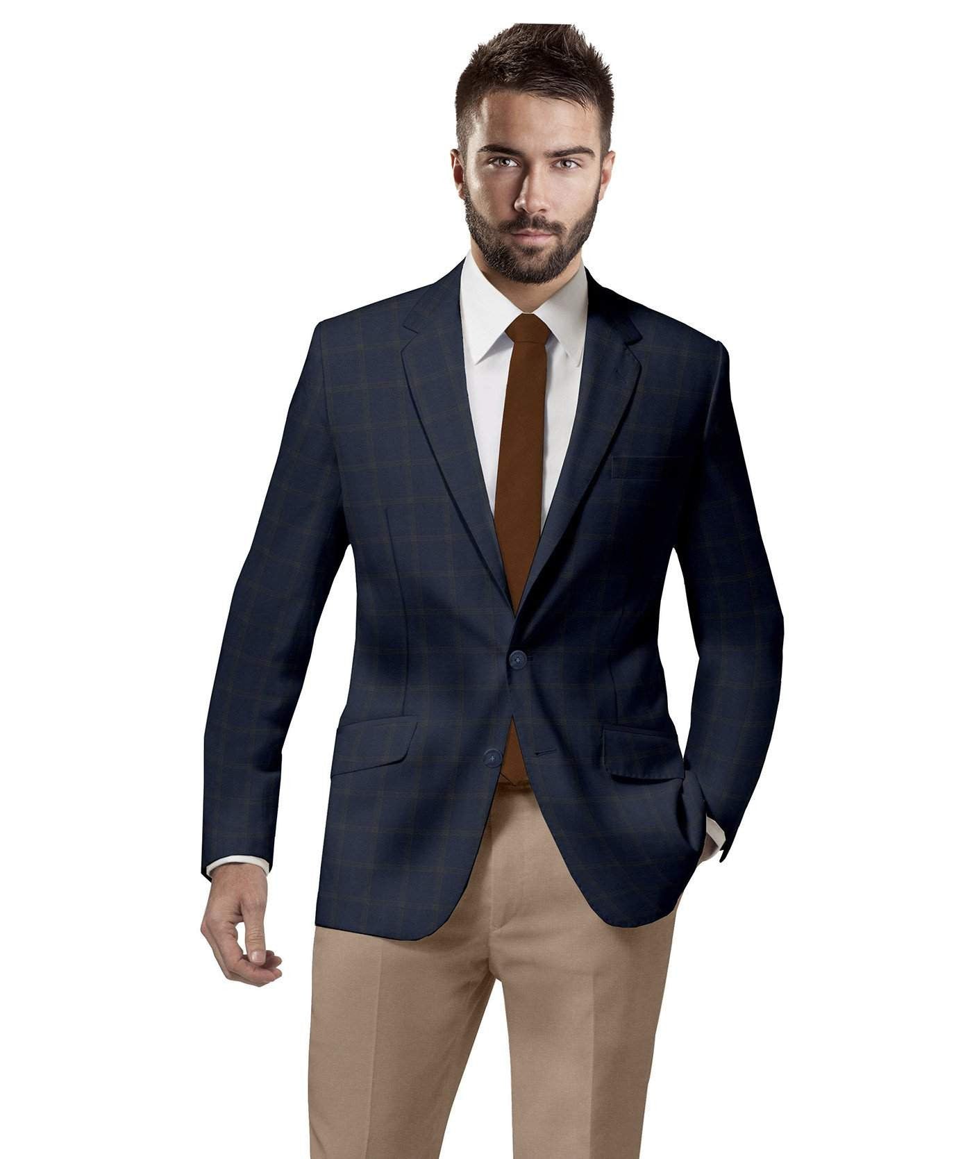 Blazers & Jackets for men: Buy Navy Checks Jacket Online- My Suit Tailor